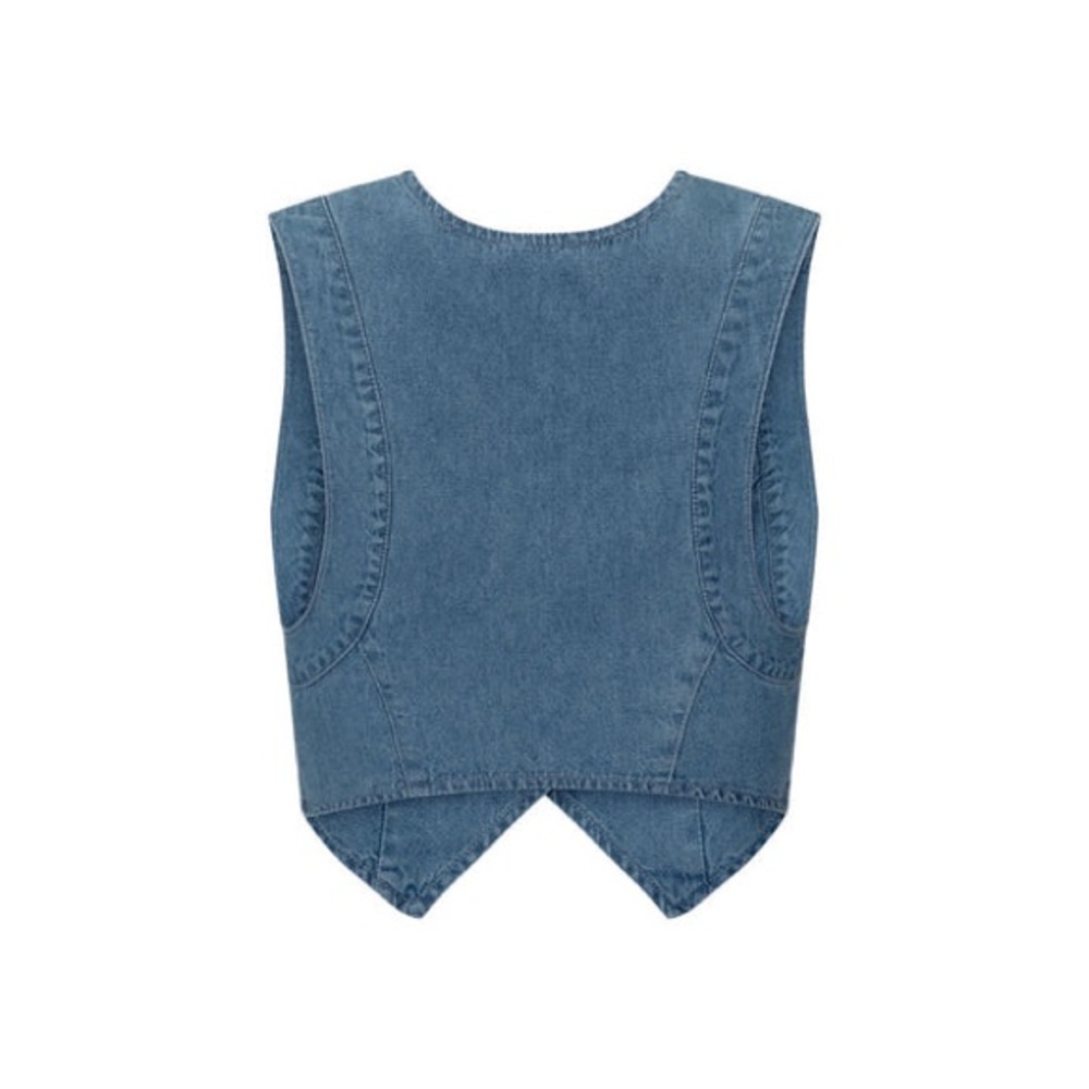 Spell Bombshell Chambray Denim Vest Button Front Western Boho Festival - Picture 5 of 9